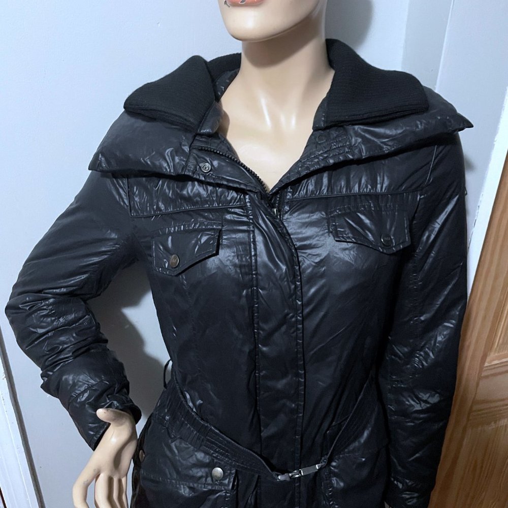 ADD Down Nylon Light Weight Belted Puffer Coat - Picture 9 of 15